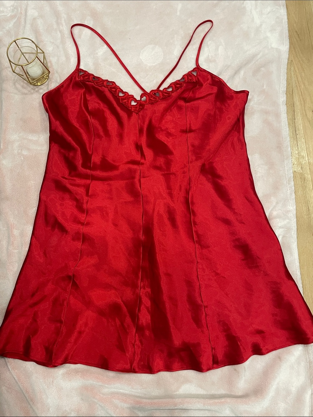 Rare Vintage Le Boudoir Red Satin Chemise Slip Dress - Size XXL Plus Size